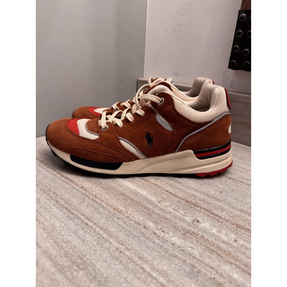 Polo Ralph Lauren‎ Size 9 Brown Leather Blend Trackstar 200 Sneakers